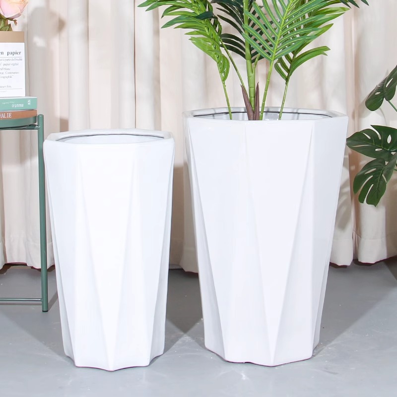 大号高筒简约树脂花盆发财树天堂鸟大口径客厅家用绿植专用盆清仓
