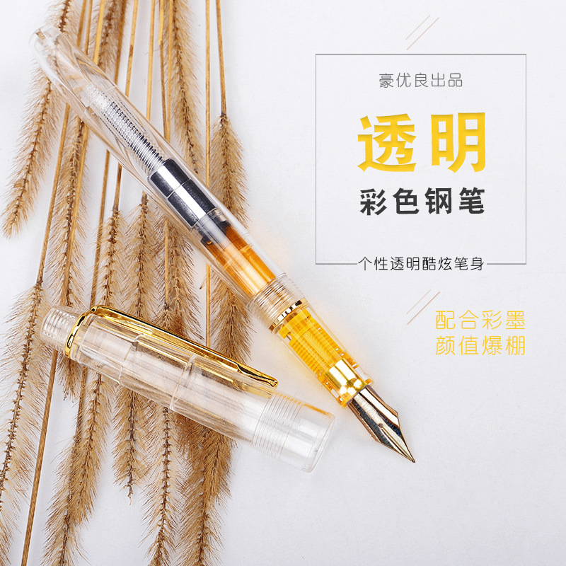 透明示范彩墨钢笔塑料款学生书法练字可替换墨囊大容量教师批改